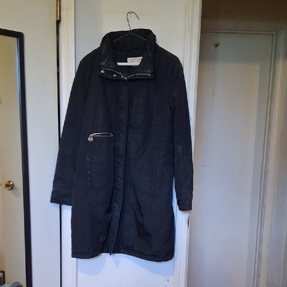 Black Wool Trench Coat with Wide Collar
